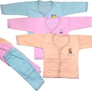 Babyblossom Baby Kid’s Cotton Combo Pack Of 3 Clothing Set ( 3 Top And 3 Bottom) (1112,Multicolor,0-3 Months)